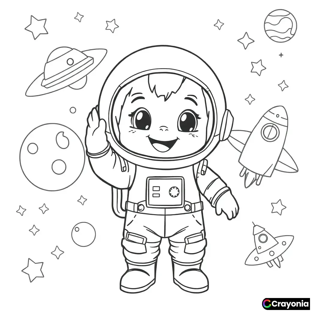 Astronaut Kids Coloring Pages - Free Online Coloring Pages