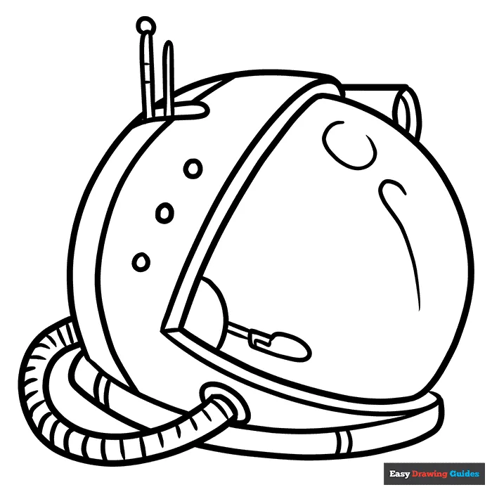 Astronaut Helmet Coloring Page | Easy Drawing Guides