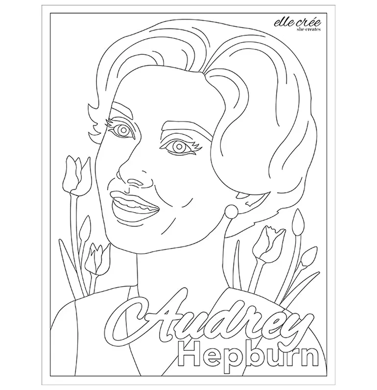 Coloring page audrey hepburn elle crée