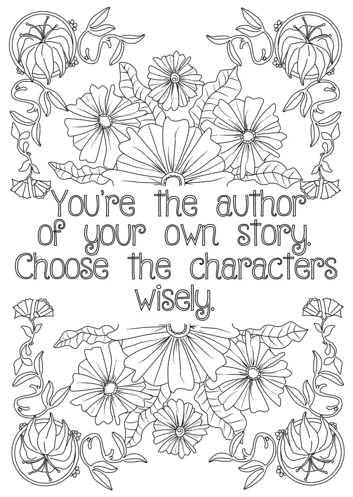 You're the author of your own story adult coloring page