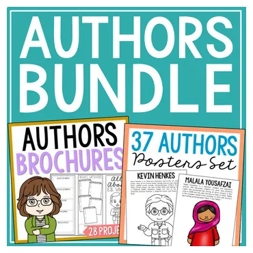 Famous author study coloring pages, posters, and research report activities printable coloring page