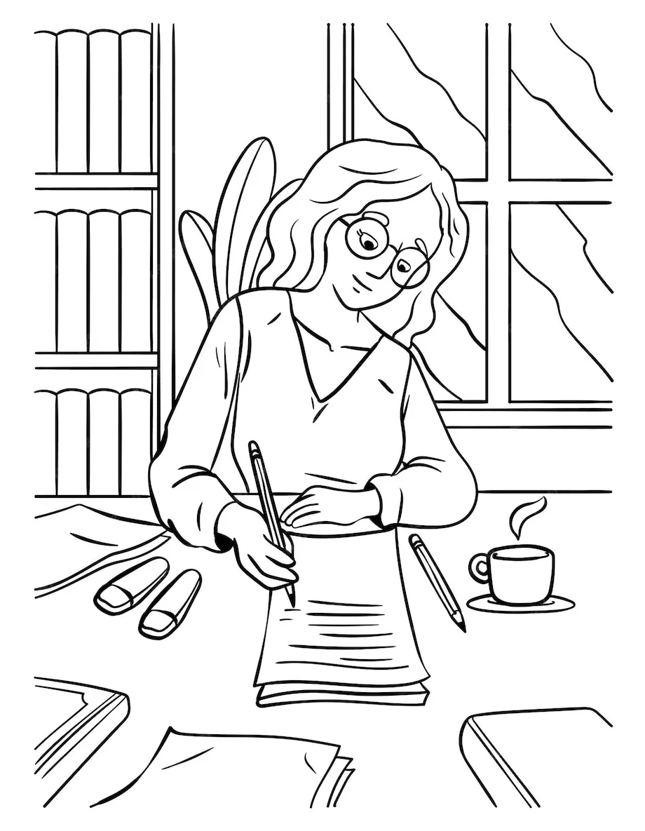 Premium vector author coloring page for kids printable coloring page