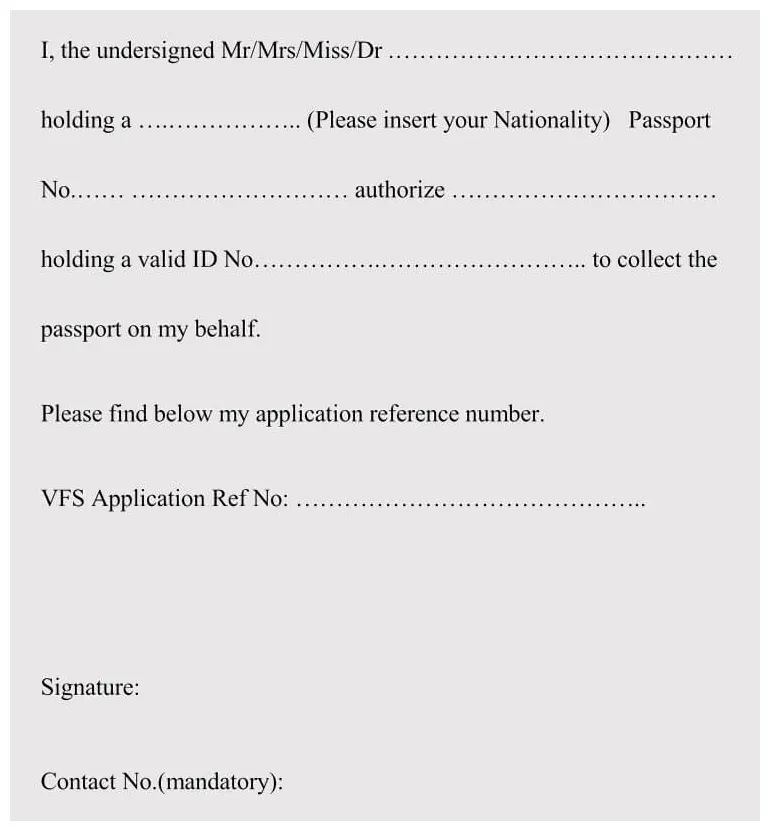 Sample authorization letter template format for passport
