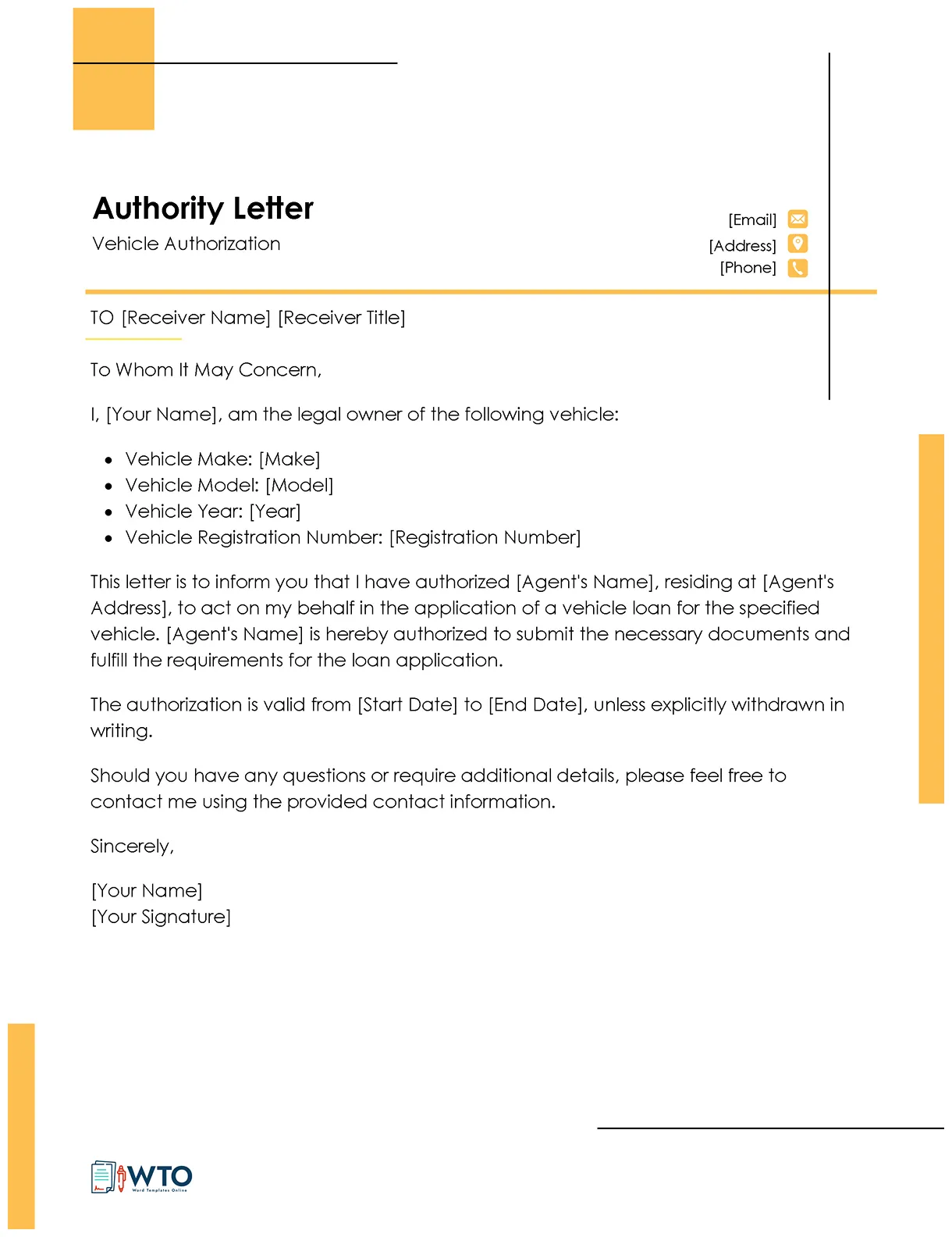 12 free vehicle authorization letter templates