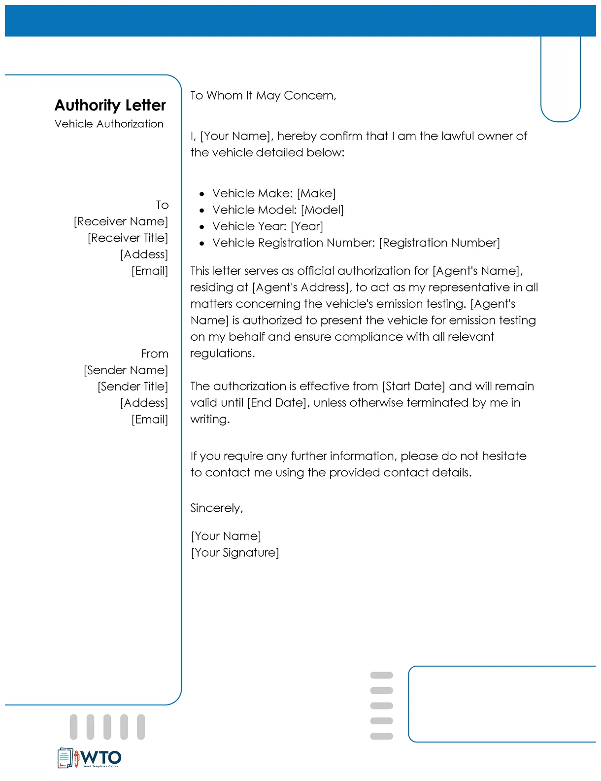 12 free vehicle authorization letter templates