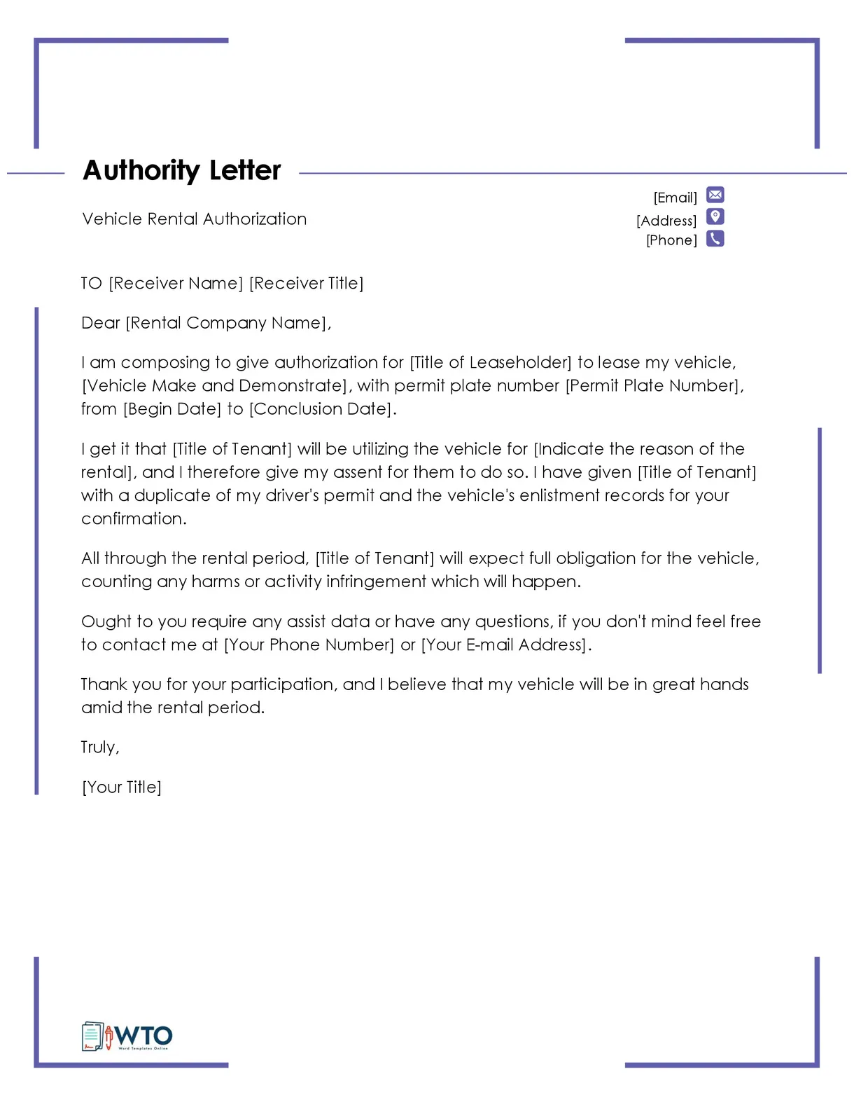 12 free vehicle authorization letter templates