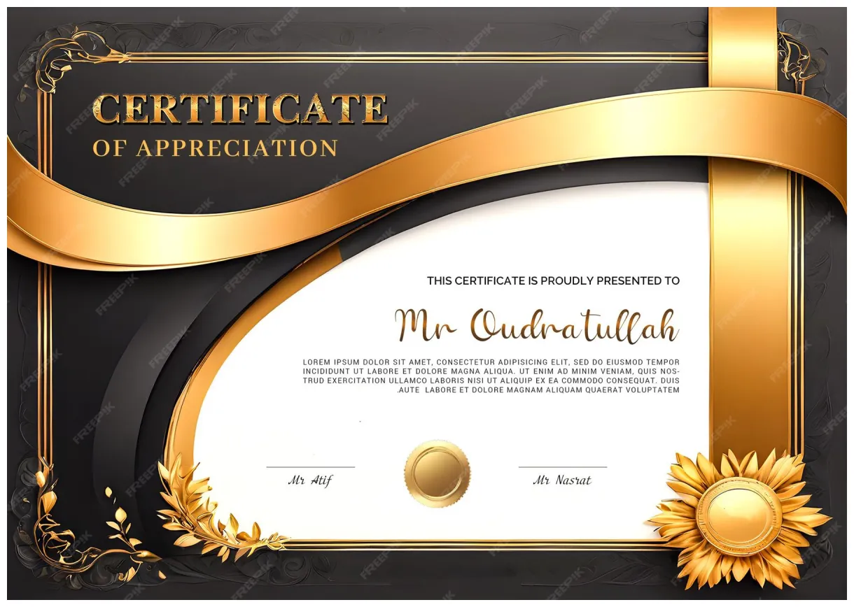 Premium psd a certificate for the certificate of the award