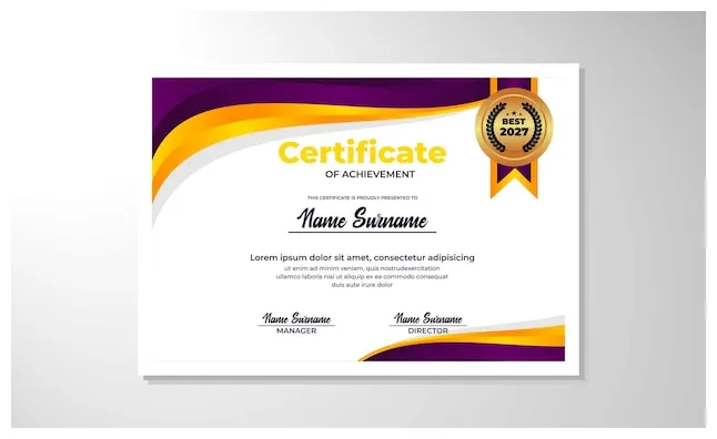 Premium vector a certificate of award for an award