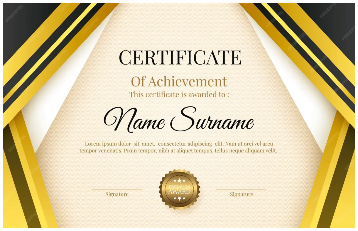 Premium vector a certificate for a certificate of award