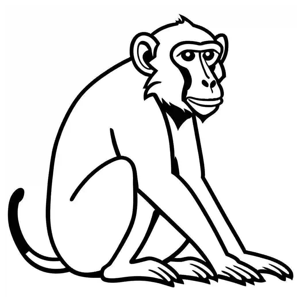 Baboon sitting calmly coloring page coloring jungle