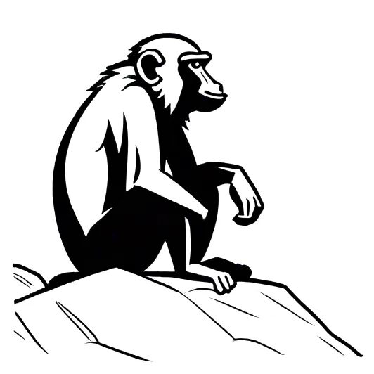 Baboon sitting on rock coloring page lulu pages
