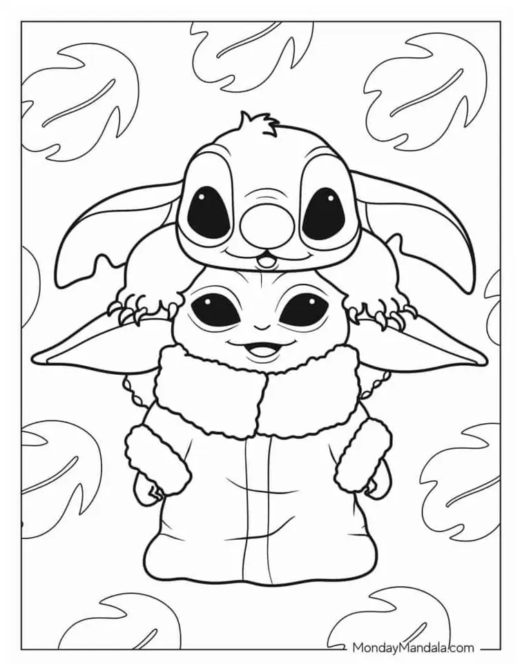 24 Baby Yoda Coloring Pages (Free PDF Printables) | Stitch coloring