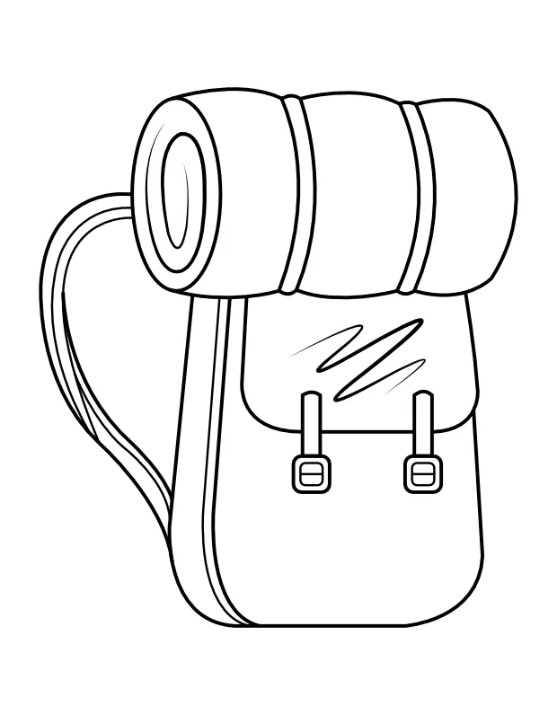 Printable camping backpack coloring page