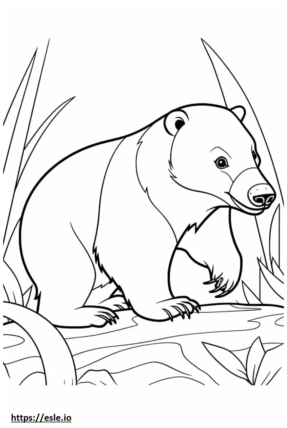 Badger playing coloring page