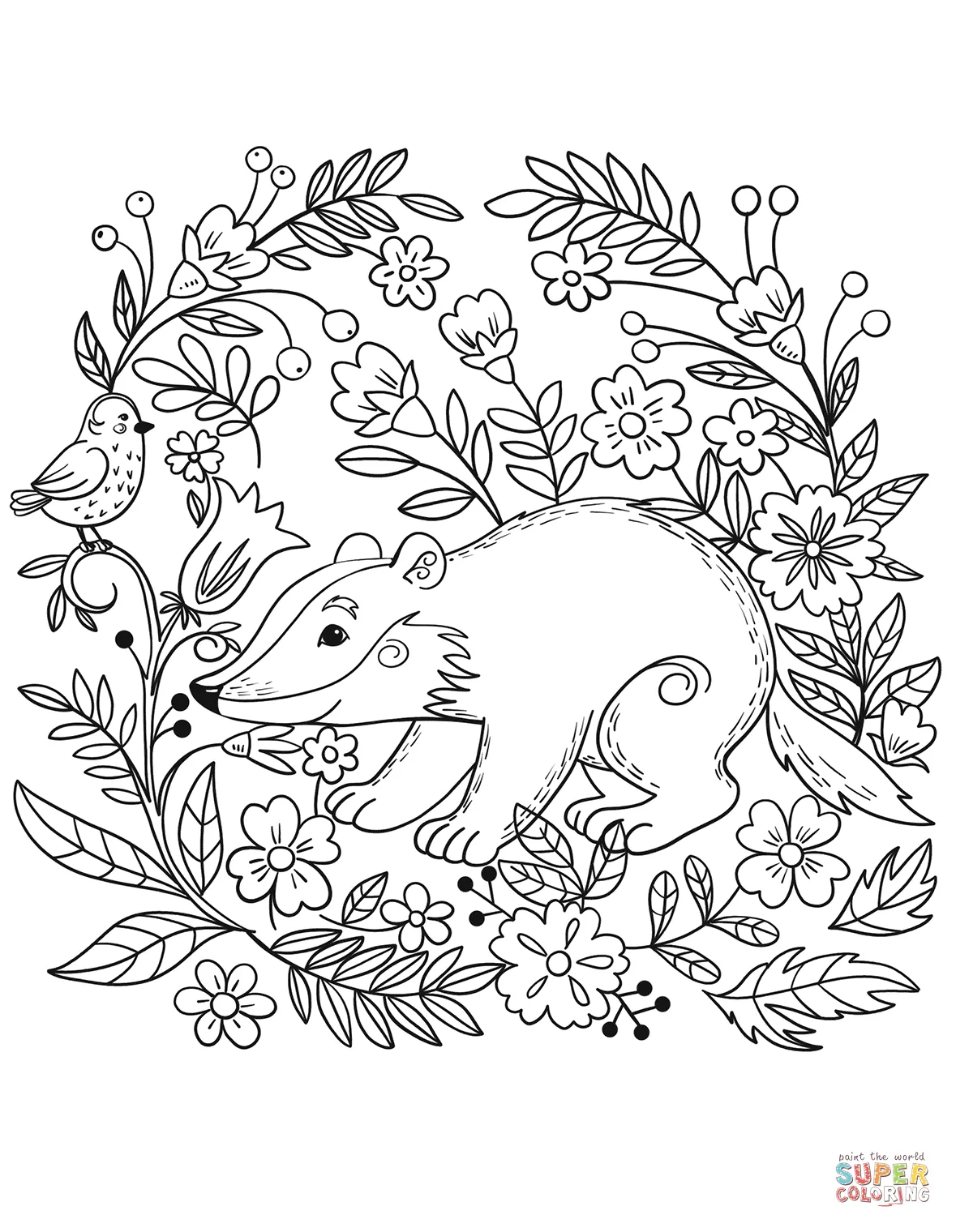Badger coloring page free printable coloring pages