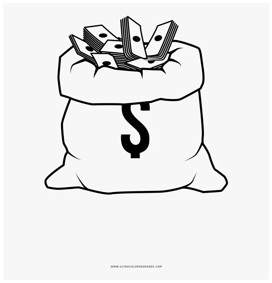 Money bag coloring page cartoon, png download , transparent png