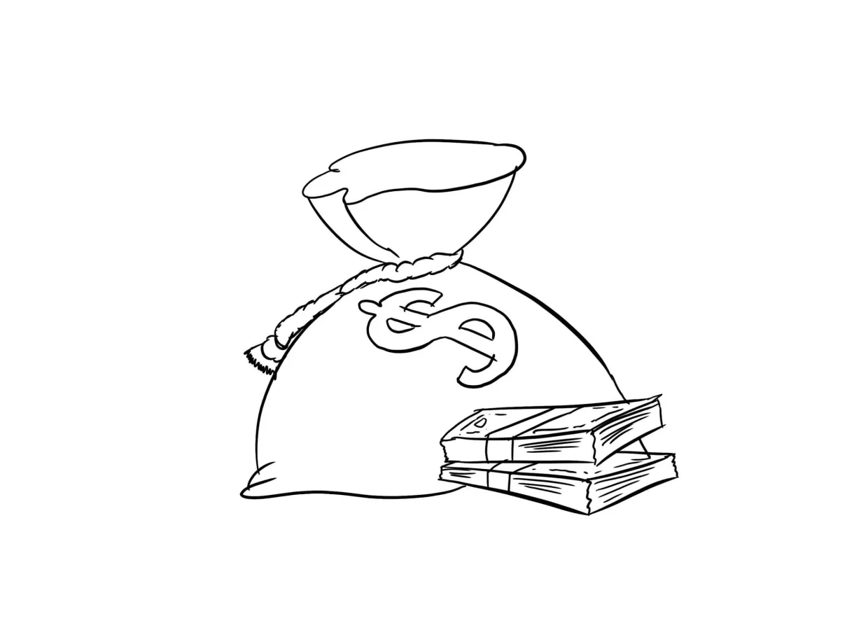 Bag with dollar bills coloring pages coloring cool