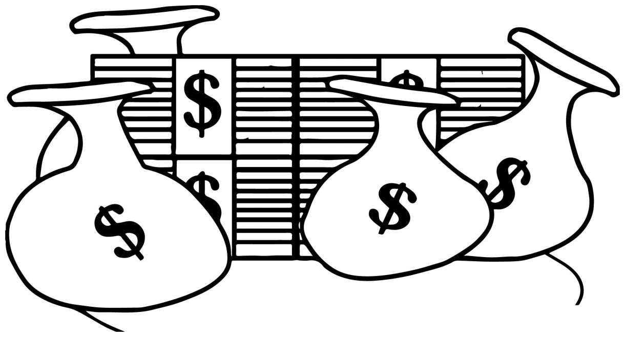 Bag money bills coloring page wecoloringpage