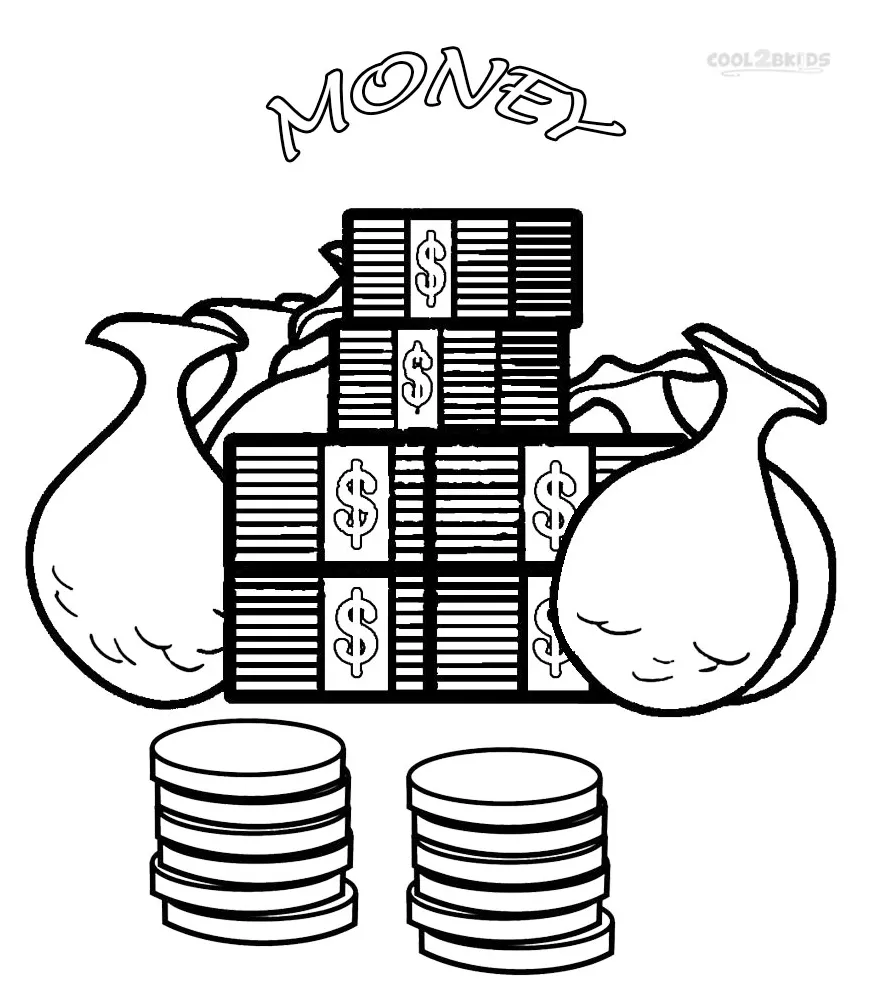 Money bag coloring page