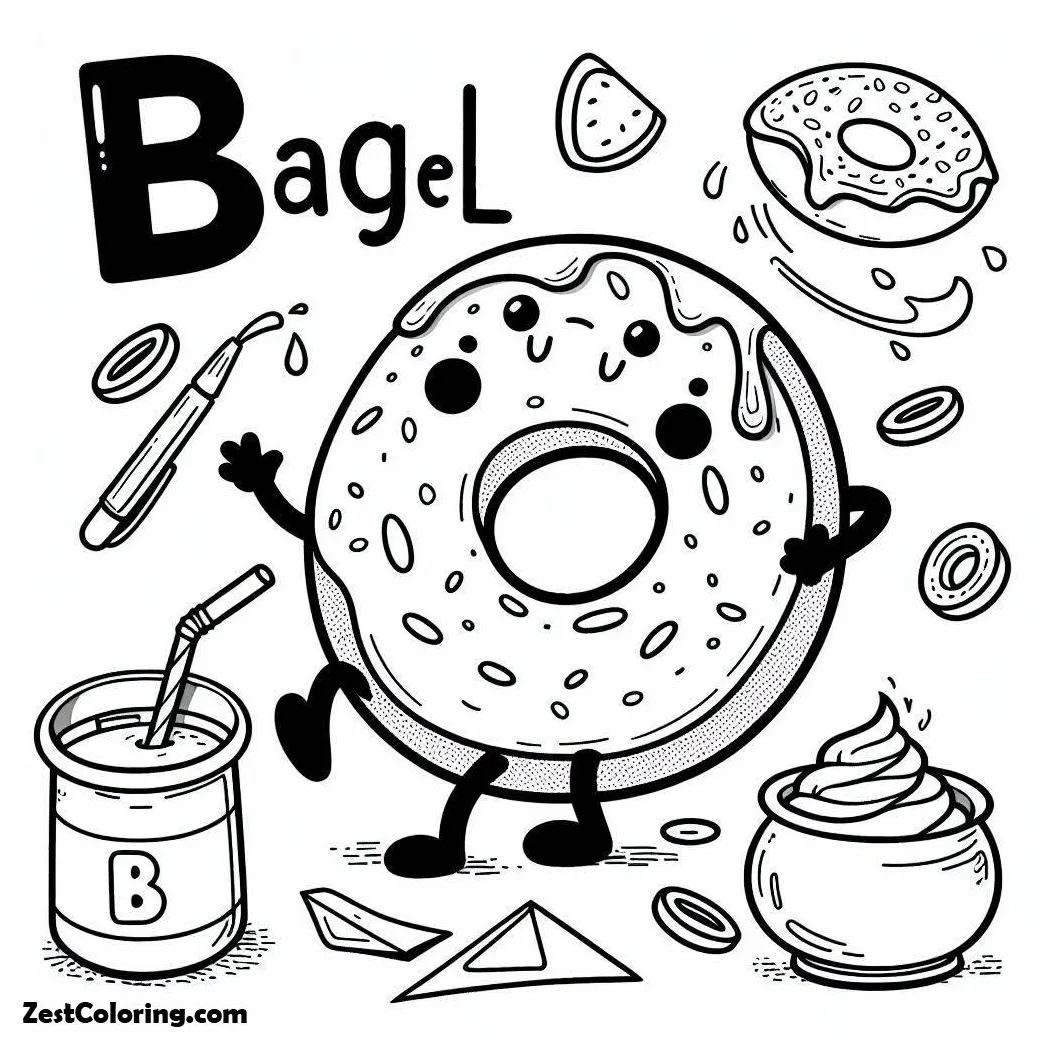 B For Bagel Coloring Page : Coloring for Kids – Smart, Creative, and Fun