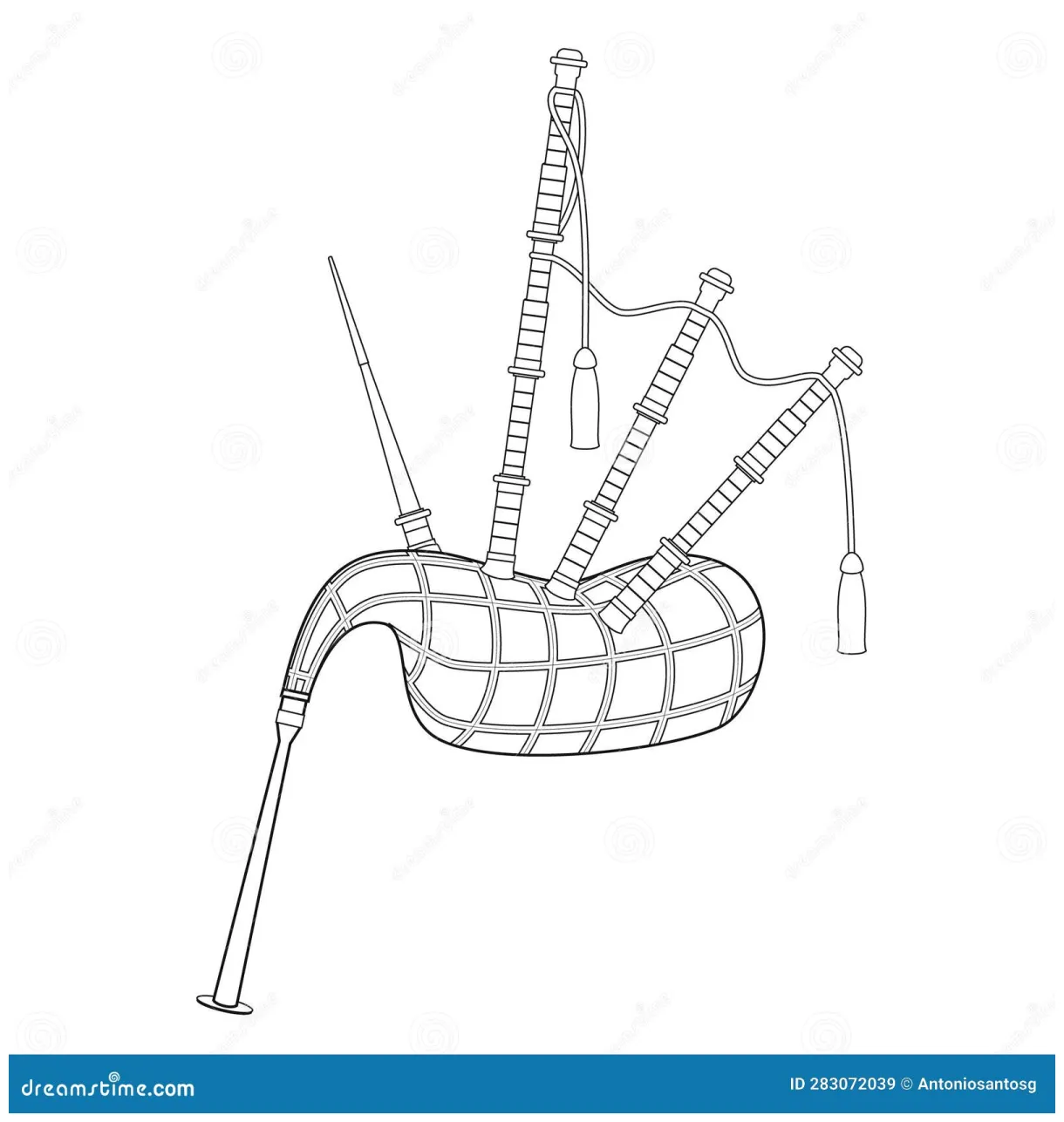 Easy coloring cartoon vector illustration of a bagpipes isolated on