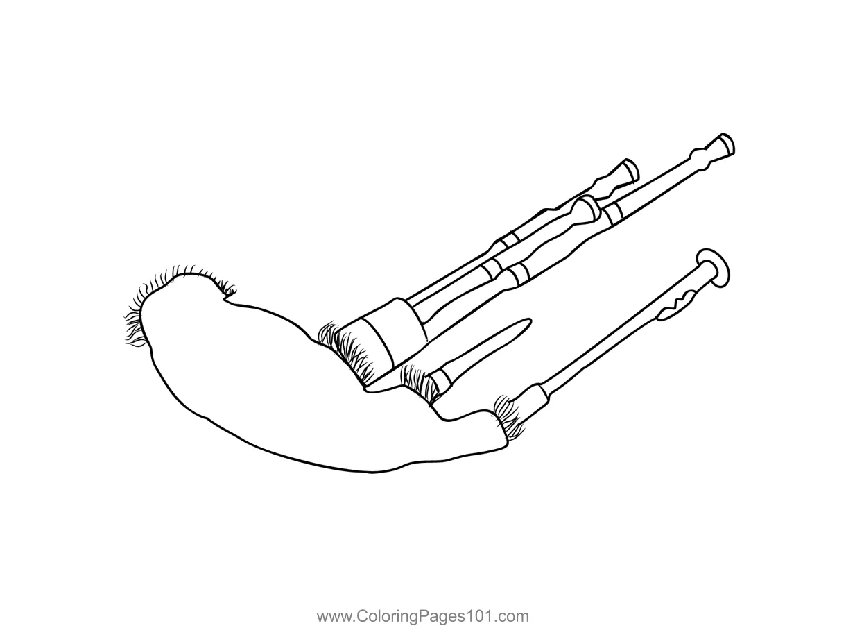Scottish small bagpipe coloring page for kids free bagpipe printable