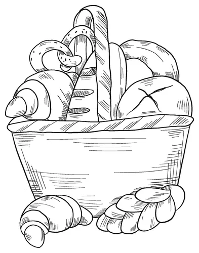 Basket with bakery coloring page free printable coloring pages