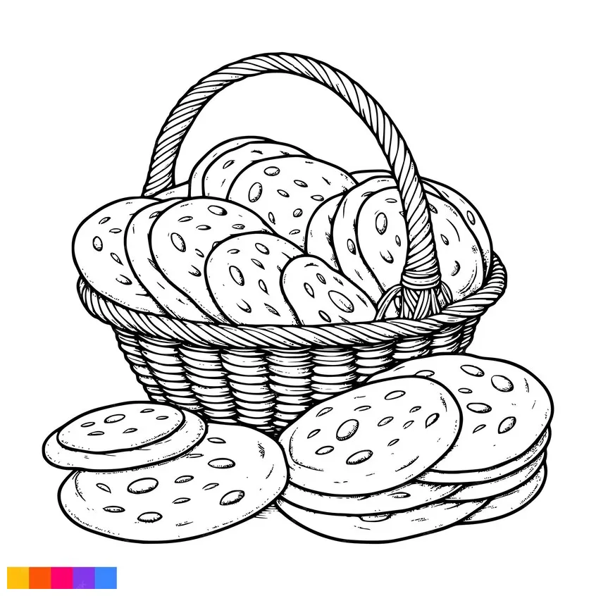 Premium vector bakery basket bakery food hand drawn line art