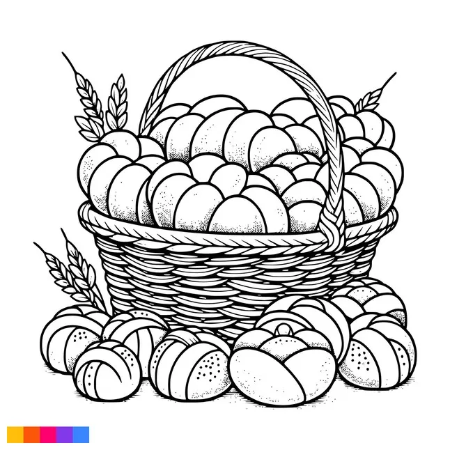 Premium vector bakery basket bakery food hand drawn line art
