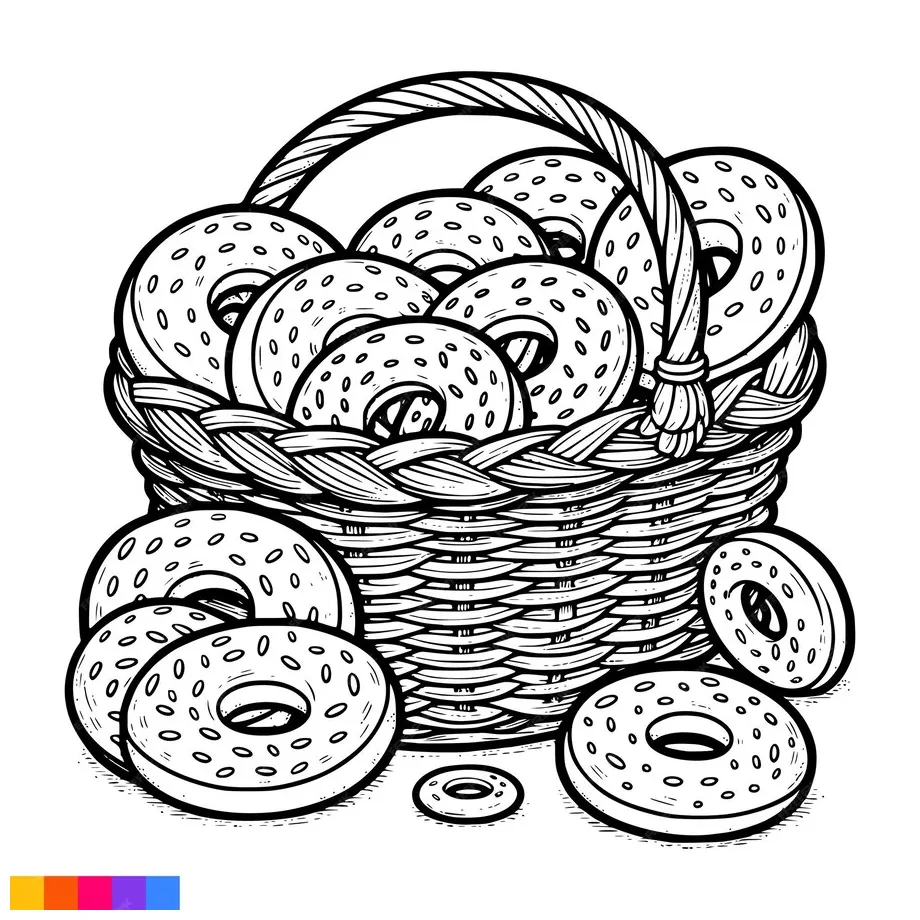 Premium vector bakery basket bakery food hand drawn line art