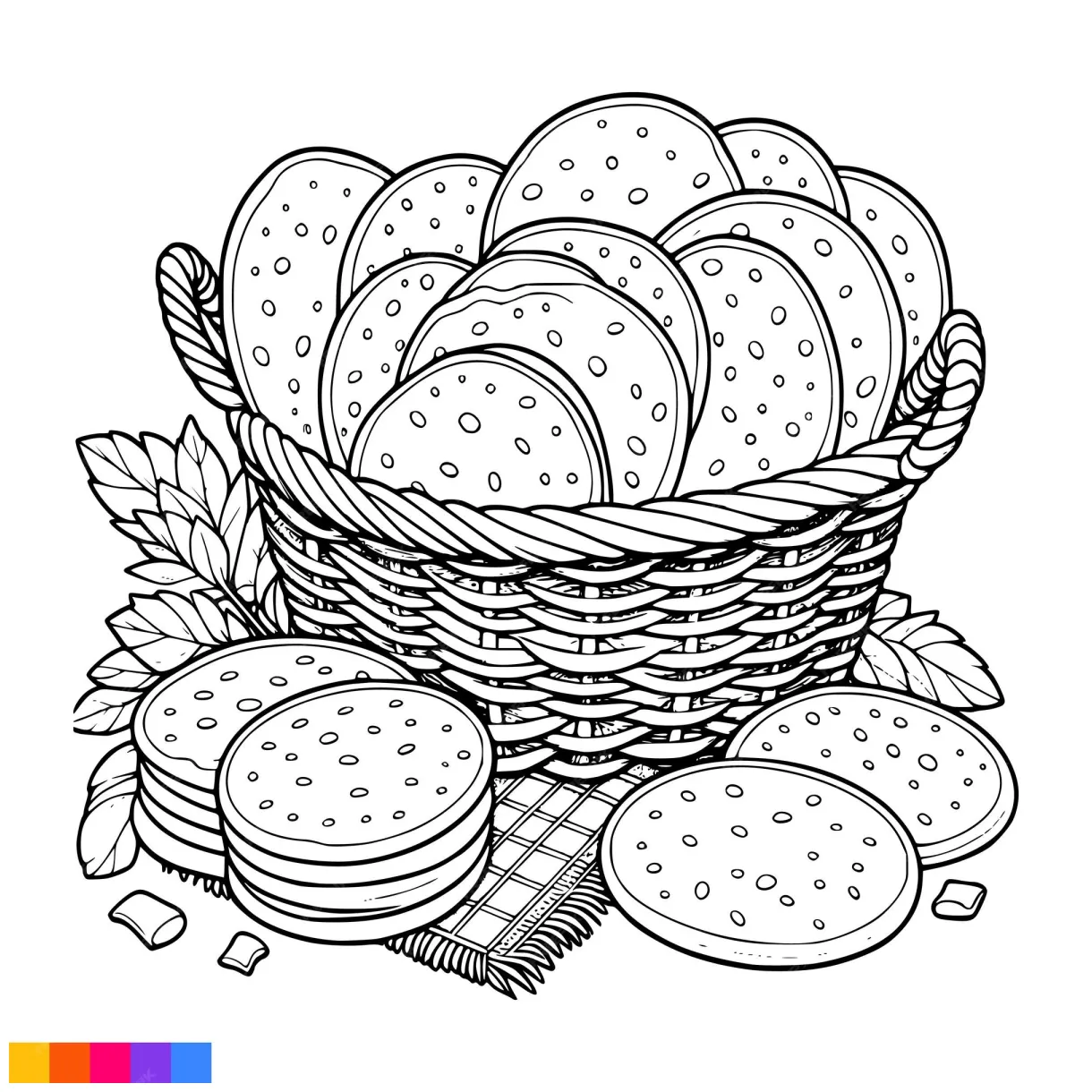 Premium vector bakery basket bakery food hand drawn line art