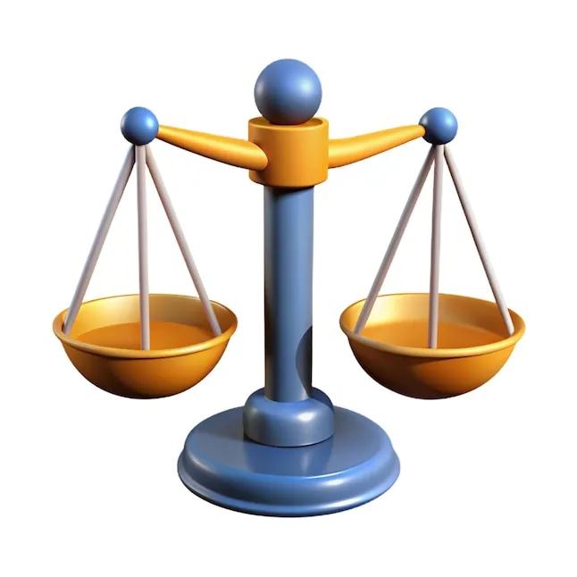 Scales of justice Balance and justice concept of law icon 3d rendering