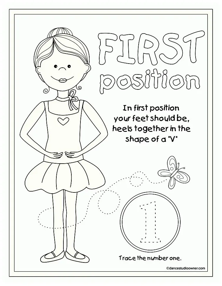 Ballet position coloring page printable page for all ages coloring