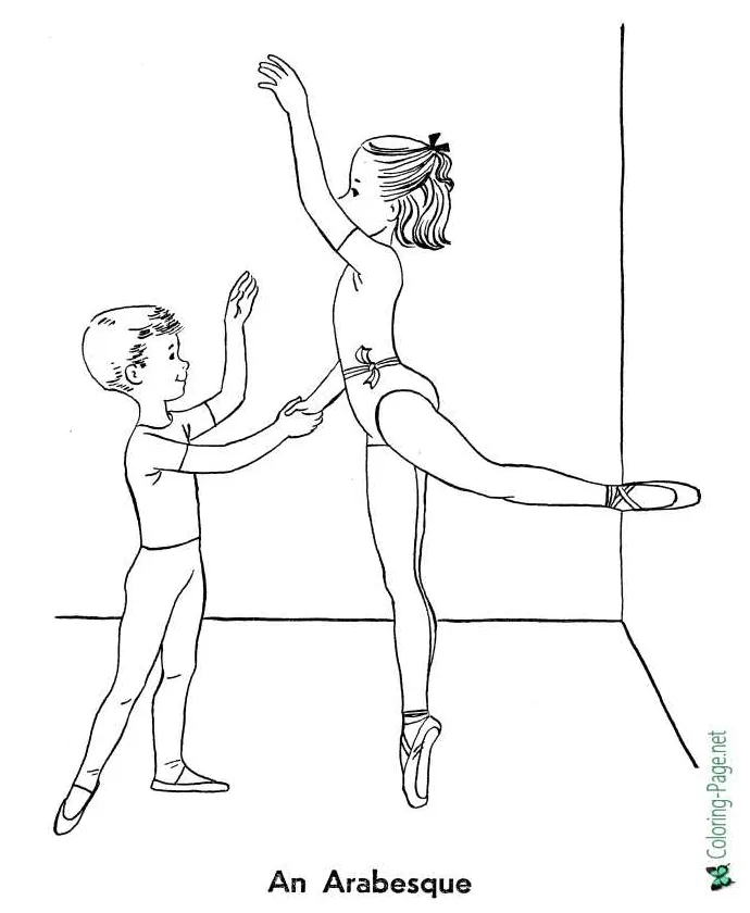 Ballet coloring pages an arabesque