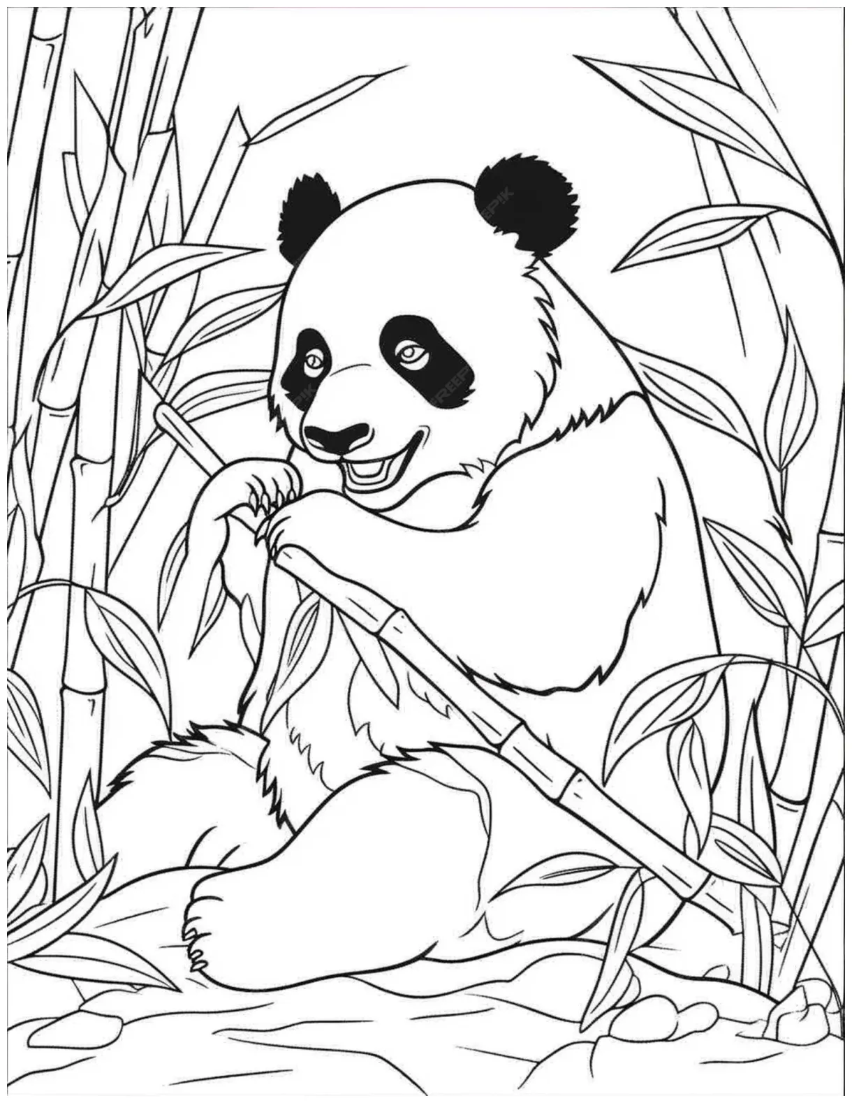 Premium Photo | Panda in a bamboo forest coloring page
