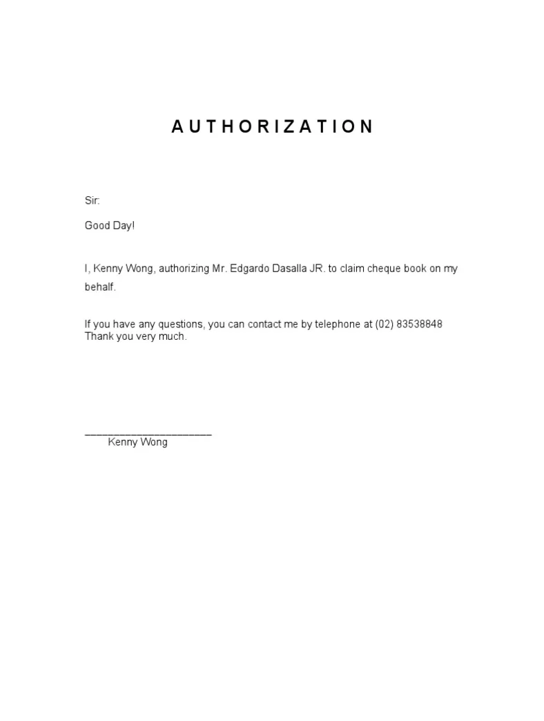 Authorization letter bank pdf