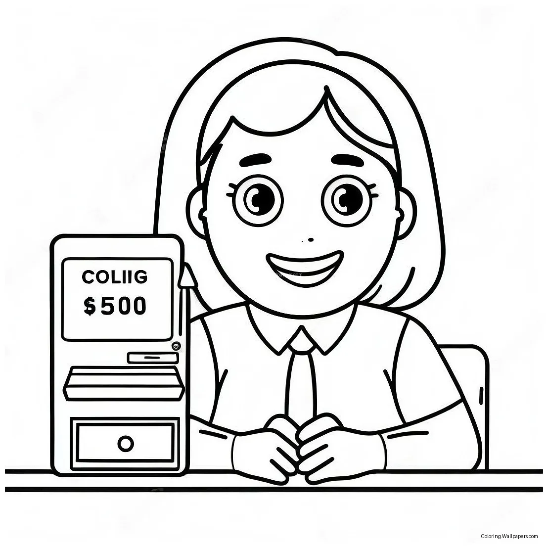 Happy Bank Teller Coloring Page (19613-15497)
