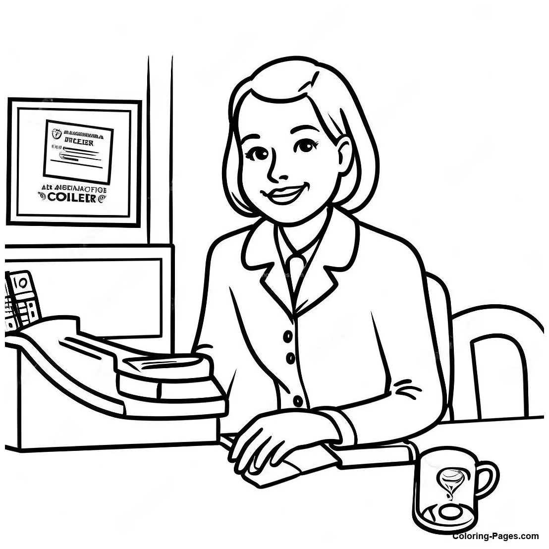 Friendly Bank Teller Coloring Page | Coloring-Pages.com