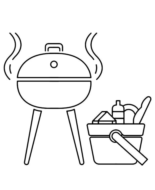 Barbecue set coloring sheet