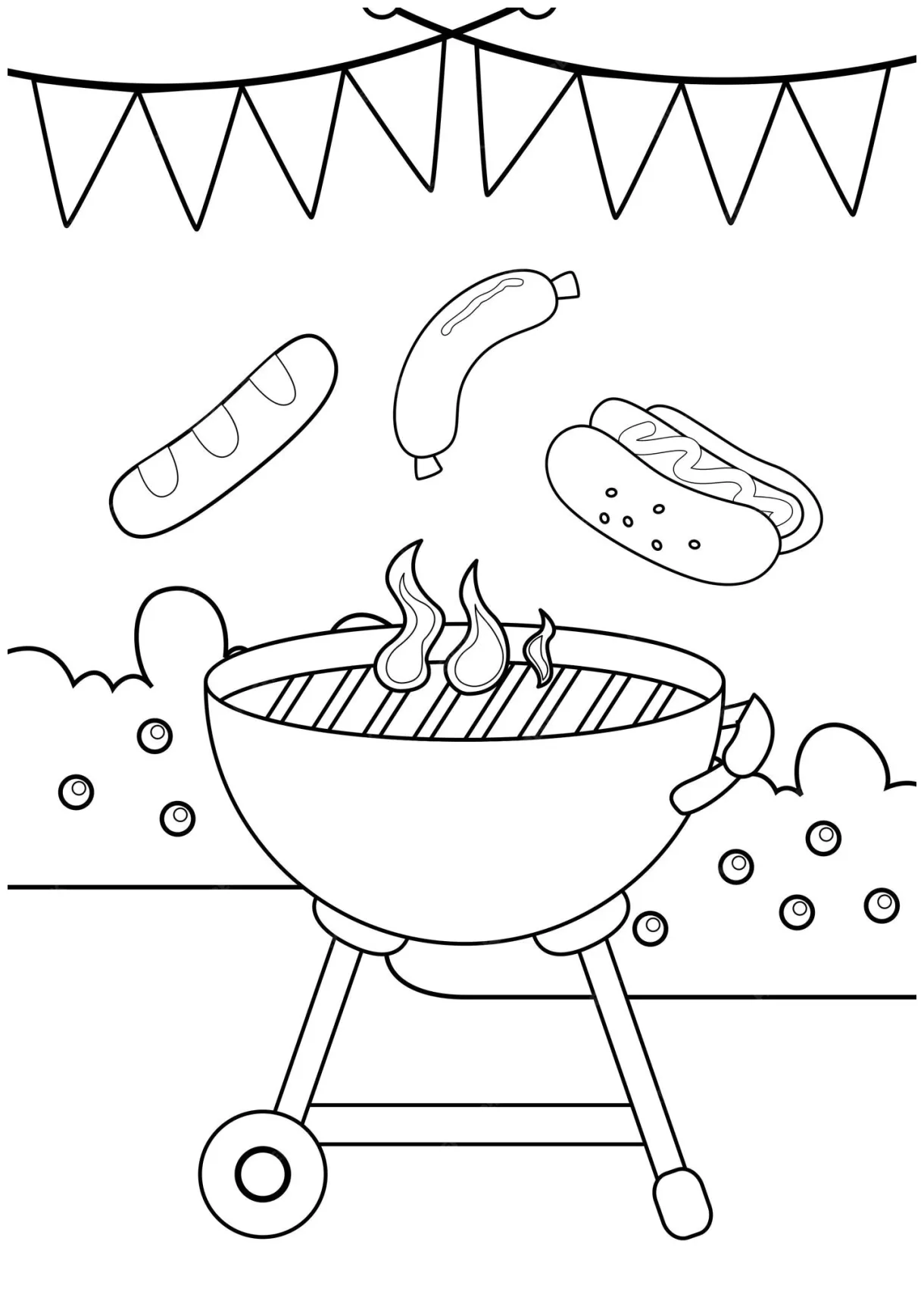 Premium Vector | Barbecue grill coloring a4 in the outdoors