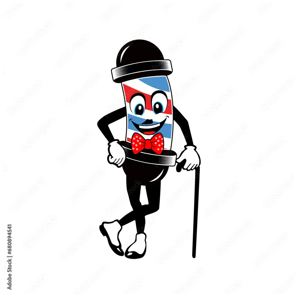 Barbershop pole character design. barbershop pole mascot illustartion