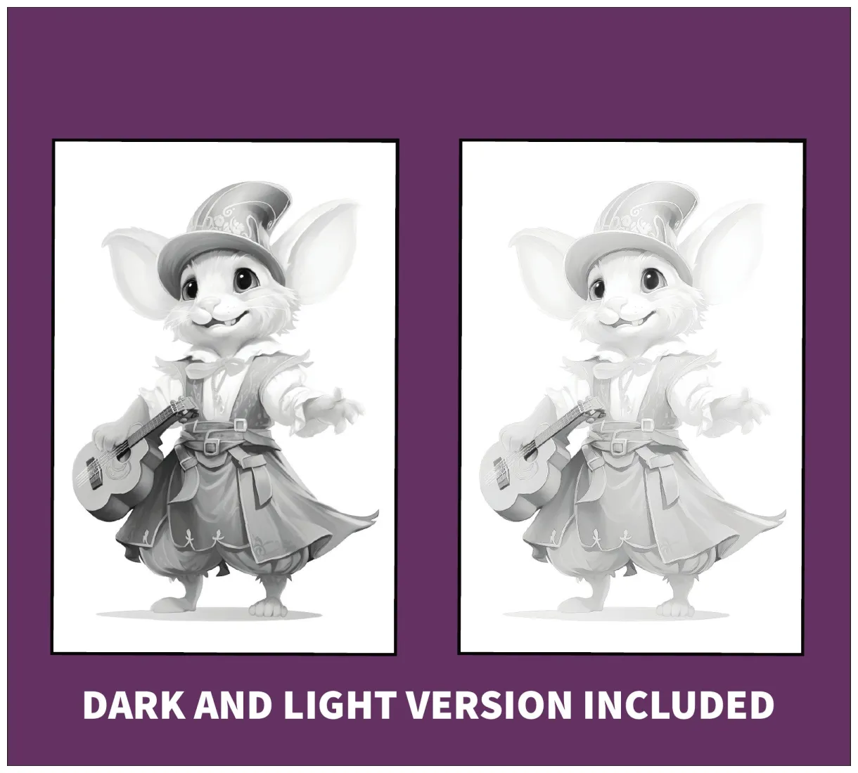 Single coloring page mouse medieval bard coloring book mouse etsy