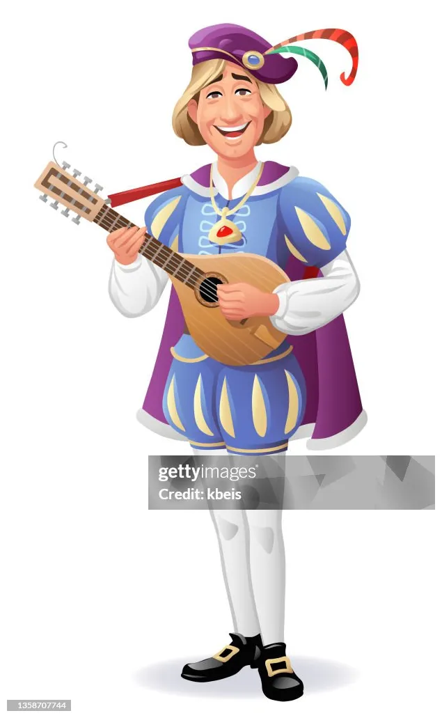 Medieval bard playing a lute high-res vector graphic getty s