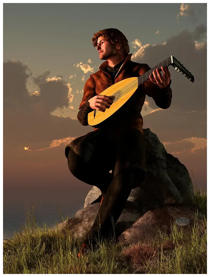 Bard with lute digital art by daniel eskridge pixels
