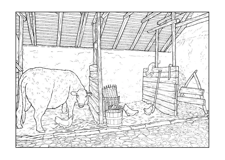 Coloring page barn free printables img 9894