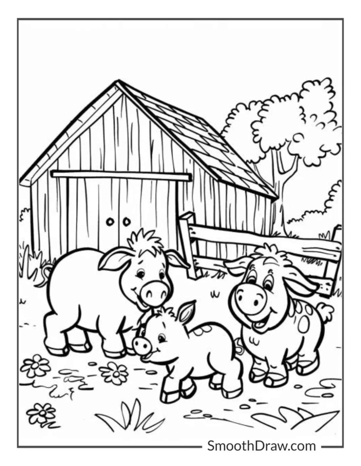 Barn With Animals Coloring Pages