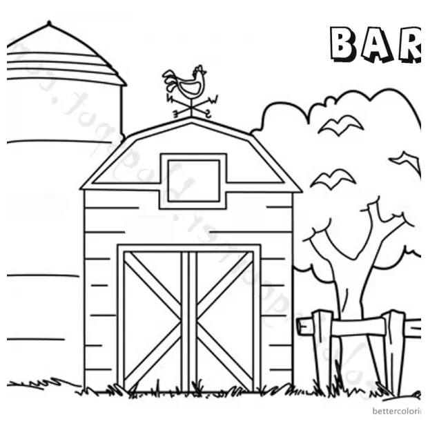 Barn Coloring Pages Many animals in the barn - Free Printable Coloring