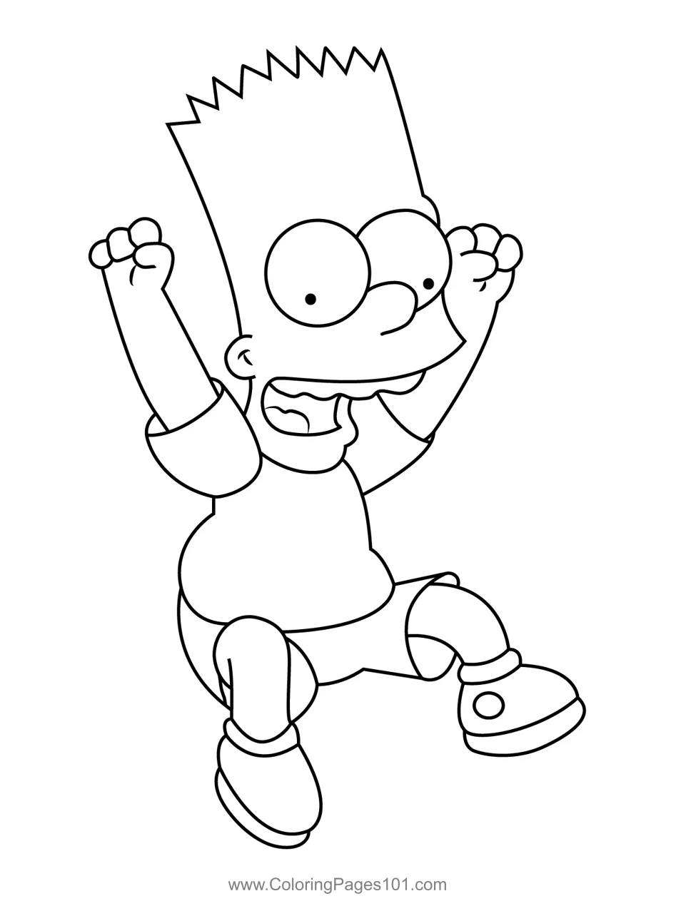 Happy bart simpson coloring page for kids free the simpsons printable