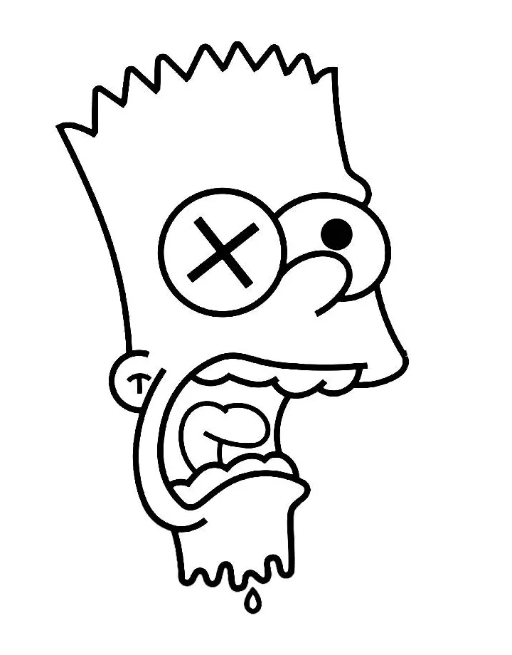 Bart simpson funny coloring page free printable pdf
