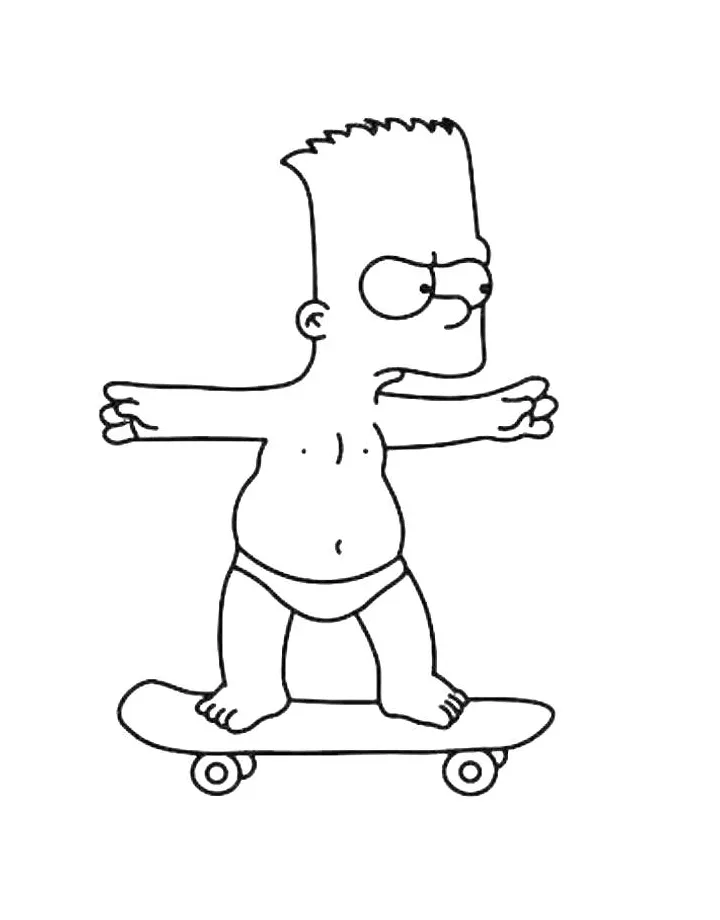 Cute bart simpson coloring page free printable pdf